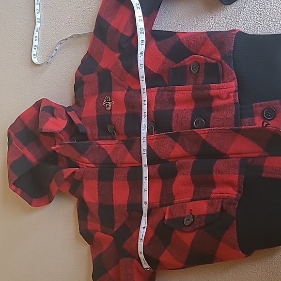 South Pole Red and Black Checkered Jacket Size M, Removable Hood, Zips & Buttons - Picture 9 of 12